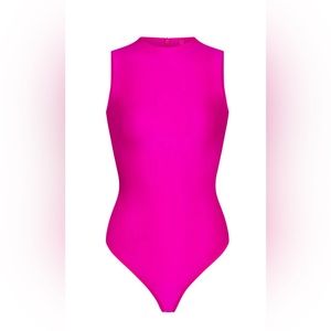 Skims Disco Sleeveless Mock Neck Bodysuit NWT Fushia XL